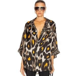 R13 Grey & Orange Leopard Shirt sz S
